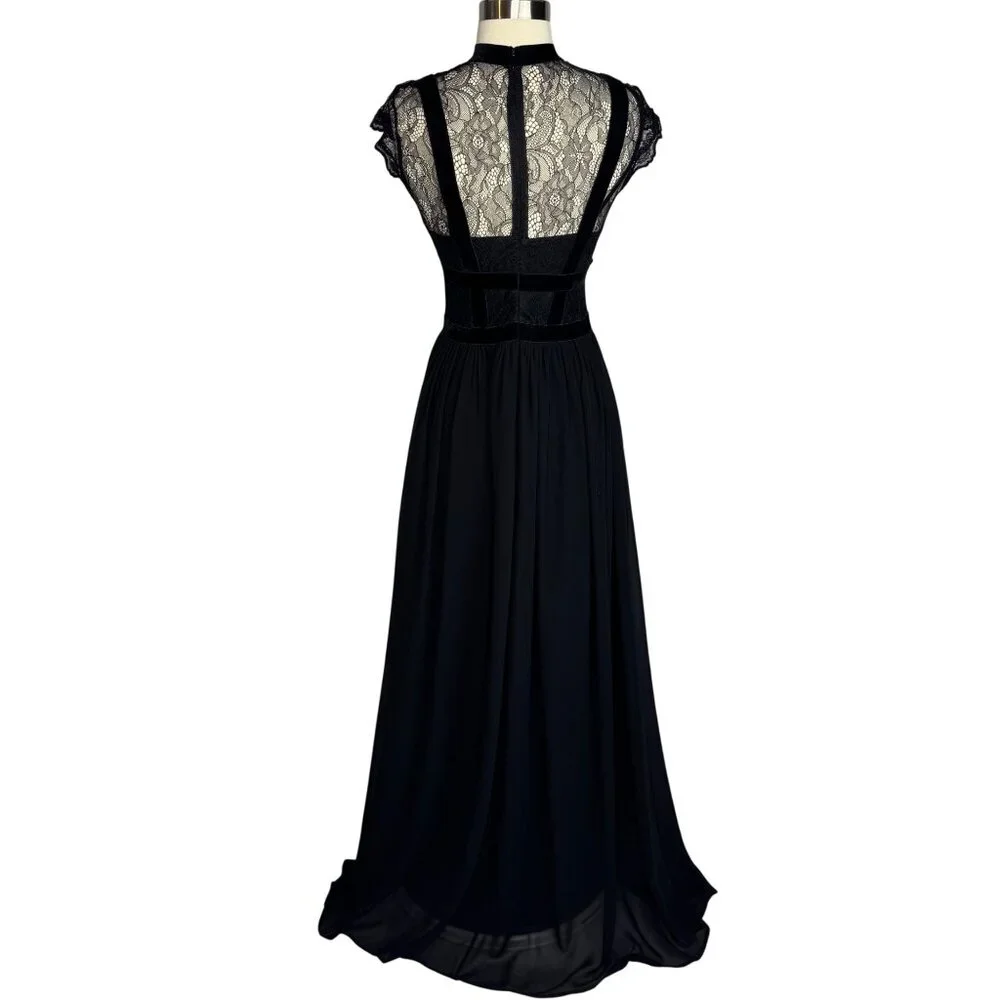 Miusol Whimsigoth Goth Dark Fairy Black Lace Maxi Dress Sz Sm - Picture 8 of 13